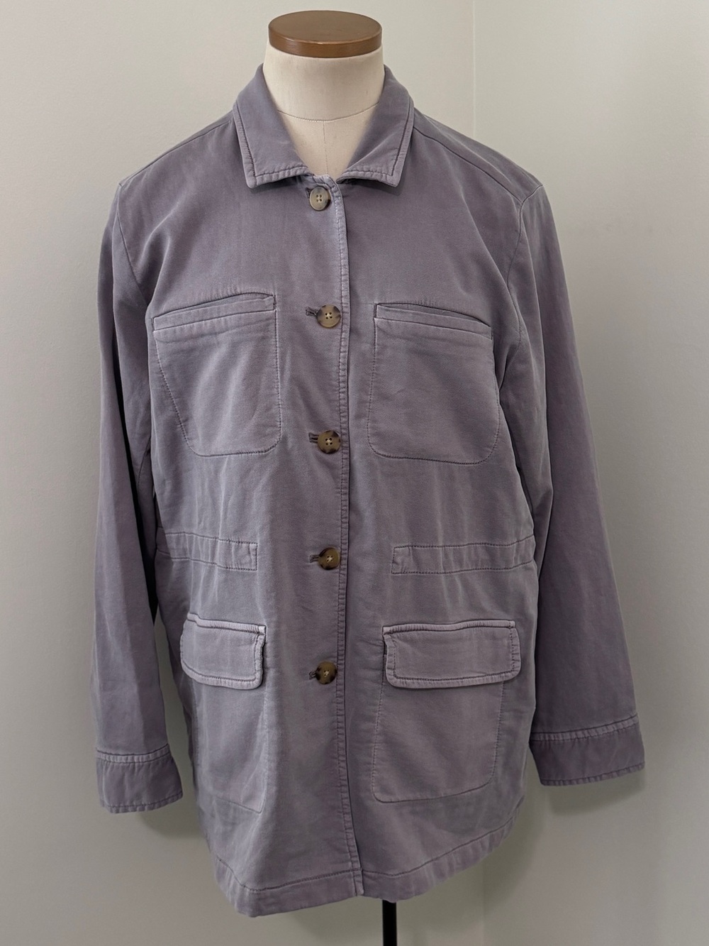 J Jill Medium Sun-Washed‎ Purple Chore Utility Button Front Jacket
